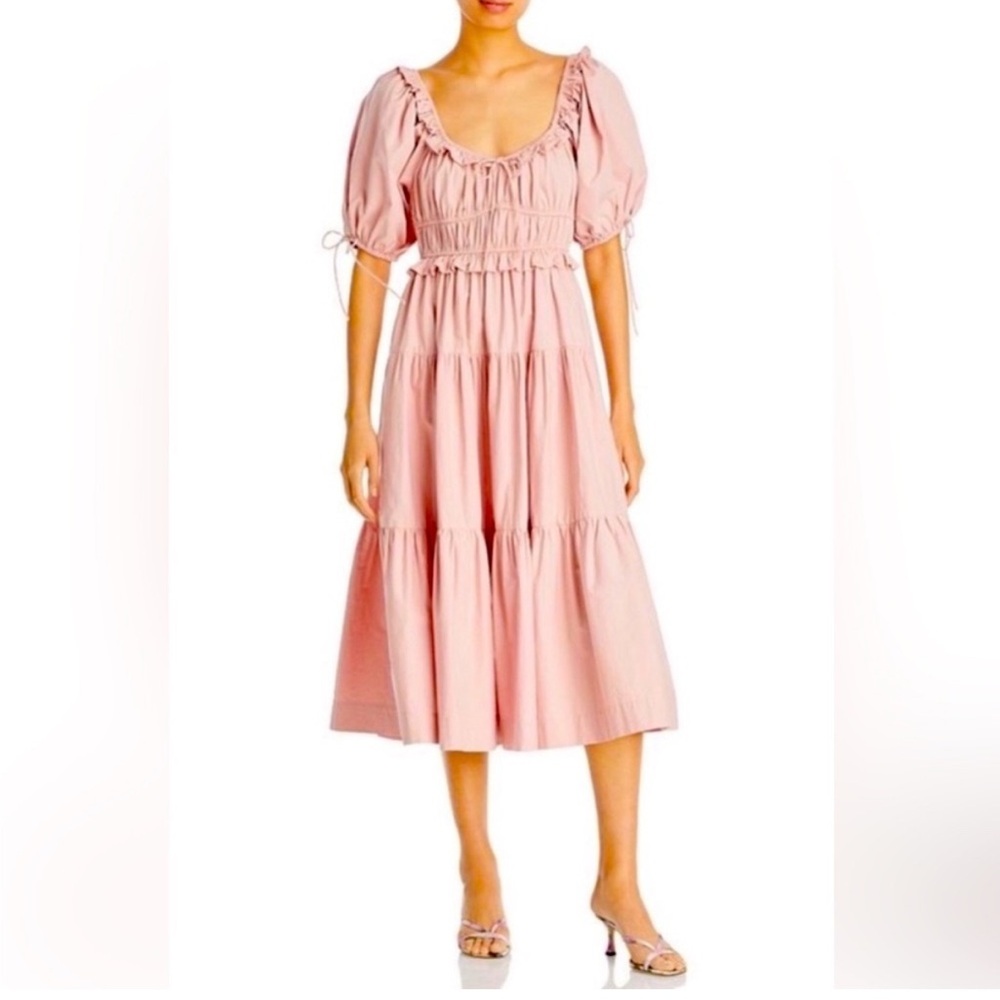En Saison Blush Pink CottageCore Empire Waist Milk Maid Tiered m Maxi Dress XS